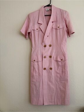 Styleworks soft pink short sleeve button down dress
